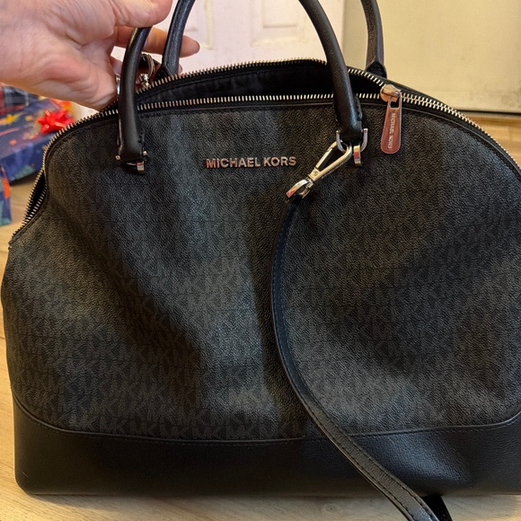 Michael Kors Large Jet Set Satchel + Matching Wallet Bundle – Black MK Logo - Picture 2 of 3